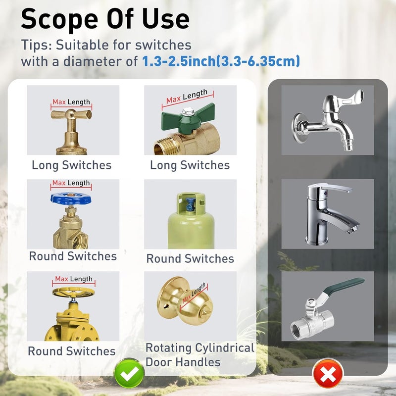 DOCEPERT Outdoor Faucet Spigot Lock,2 Locks Water Faucet Locks Outdoor with Metallic Stainless Steel Gate Valve Lock Protecting Water from Unauthorized Use and Vandalism for 1.3-2.5" Valves Hose Bibs (Silver) - Image 4